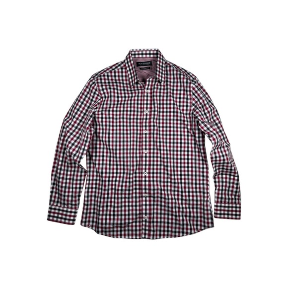 Nick Graham Other - Nick Graham Mens Modern Fit Gingham Shirt Burgundy Black White Size L 16-16.5